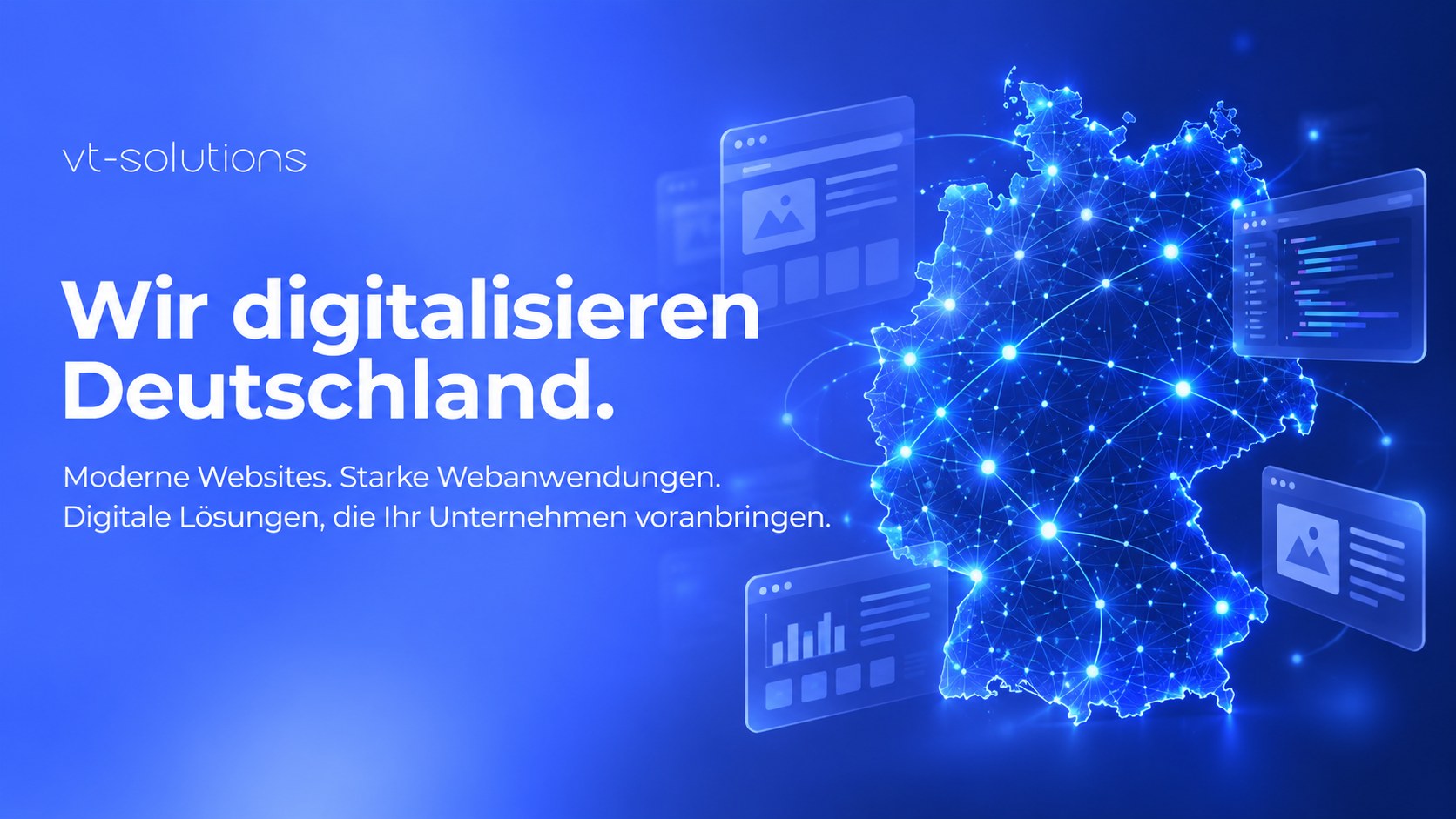 Wir digitalisieren Deutschland. Moderne Websites. Starke Webanwendungen. Digitale Lösungen, die Ihr Unternehmen voranbringen.